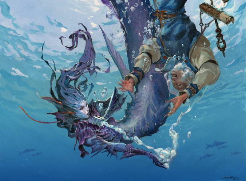 Depiction of Pelagian Merfolk (image of Merfolk Trickster card MTG)